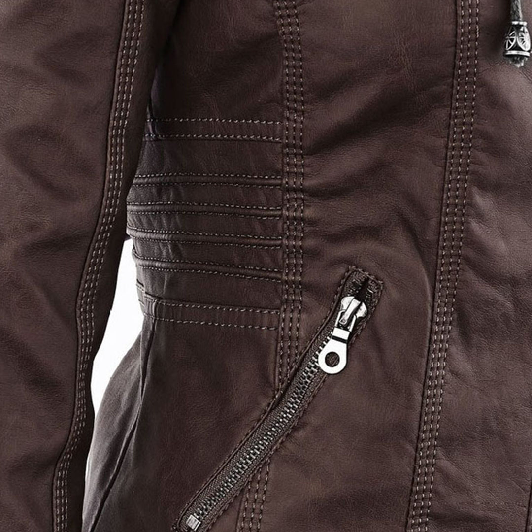 LINDA | Veste en cuir à la mode avec capuche