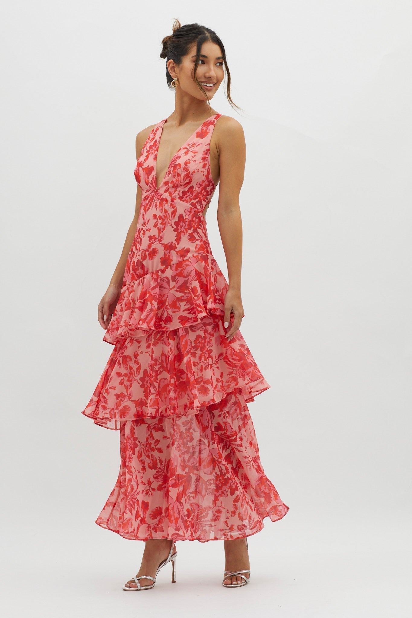 OLIVIA | Robe mi-longue droite Bloom