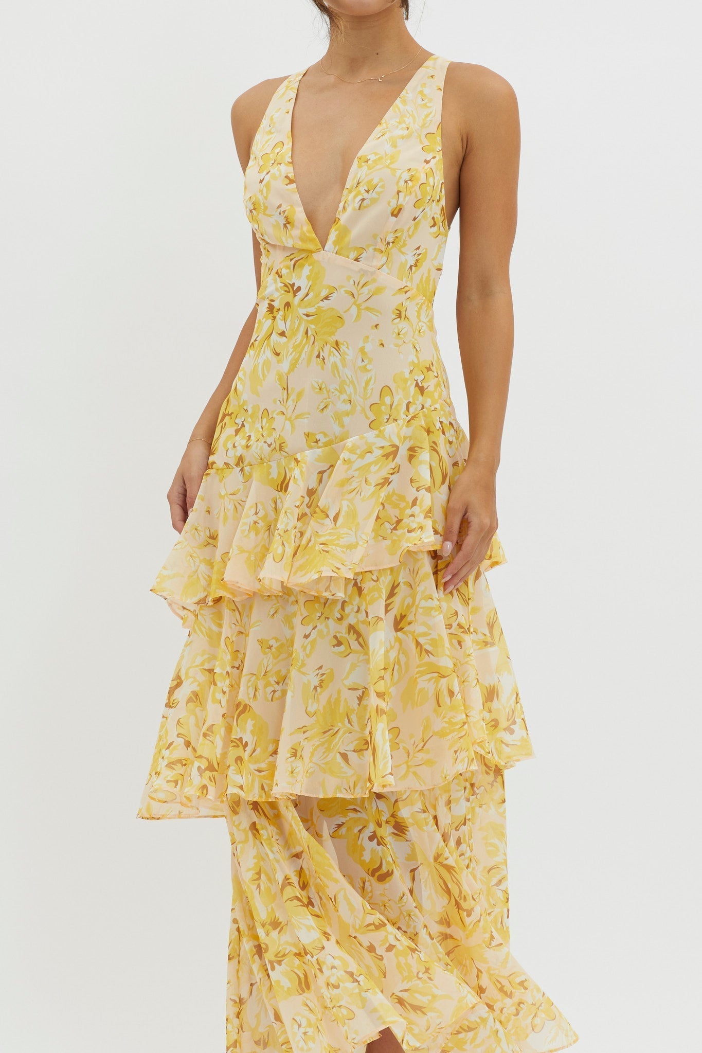 OLIVIA | Robe mi-longue droite Bloom