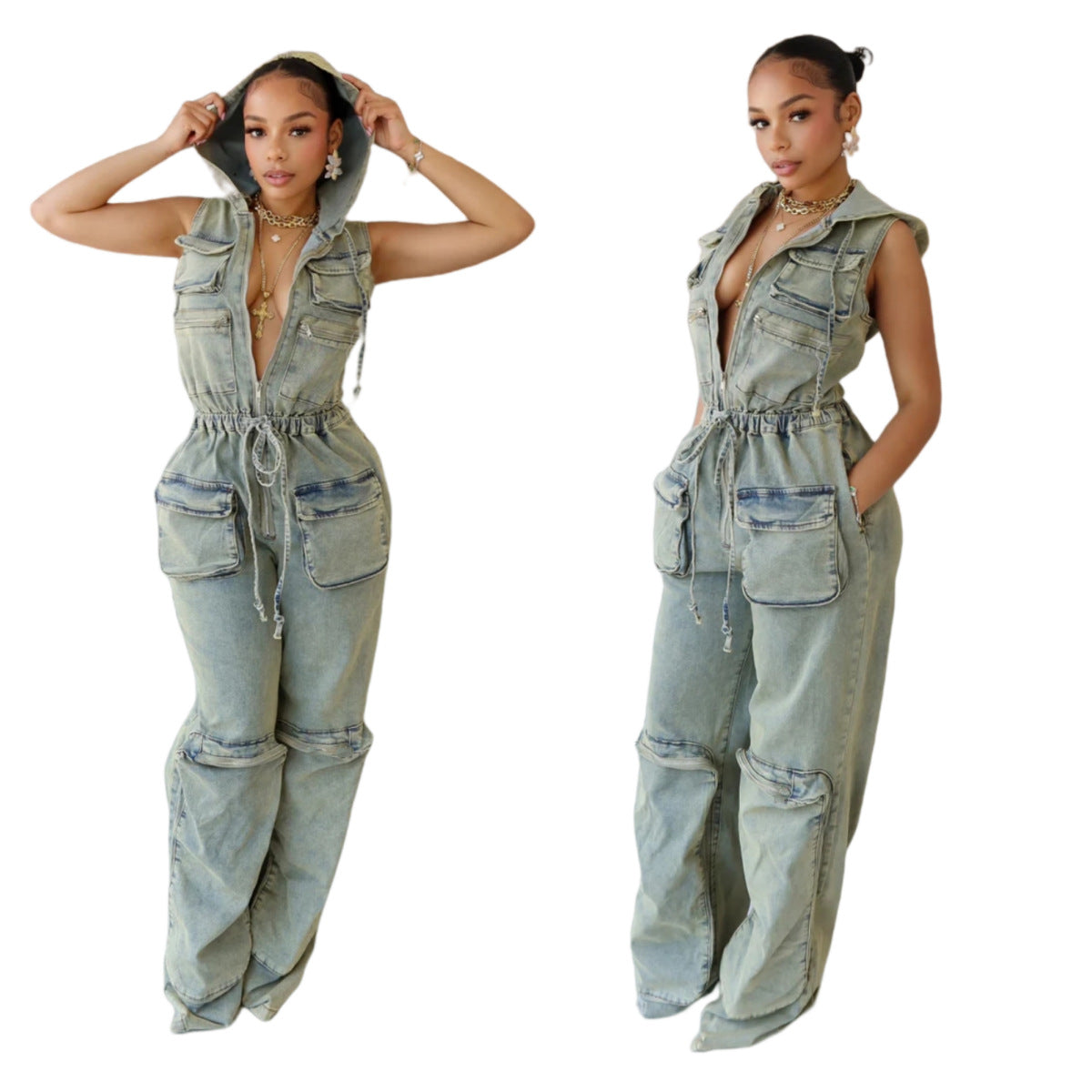 YONA | Combinaison une-pièce stretch à capuche au style casual et tendance
