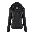 LINDA | Veste en cuir à la mode avec capuche