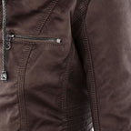 LINDA | Veste en cuir à la mode avec capuche