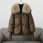 INÈS | Manteau femme chic avec col fourrure