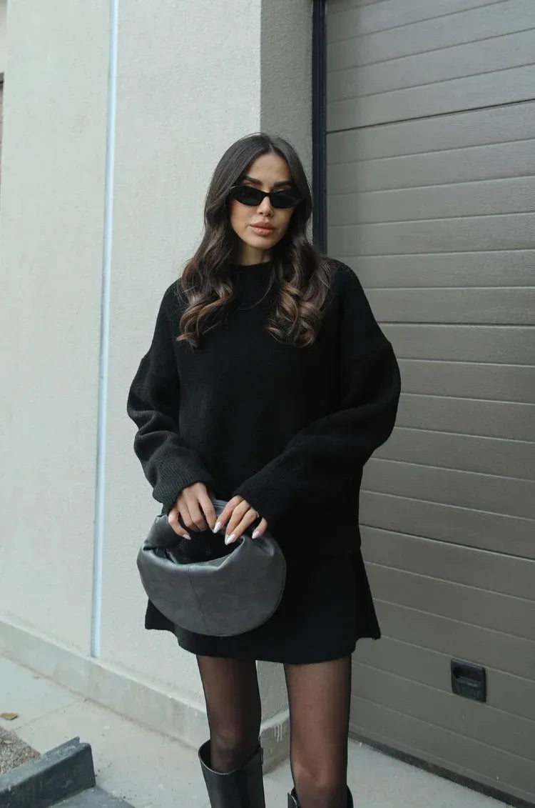 JULIETTE | Ensemble jupe en maille (top + jupe)